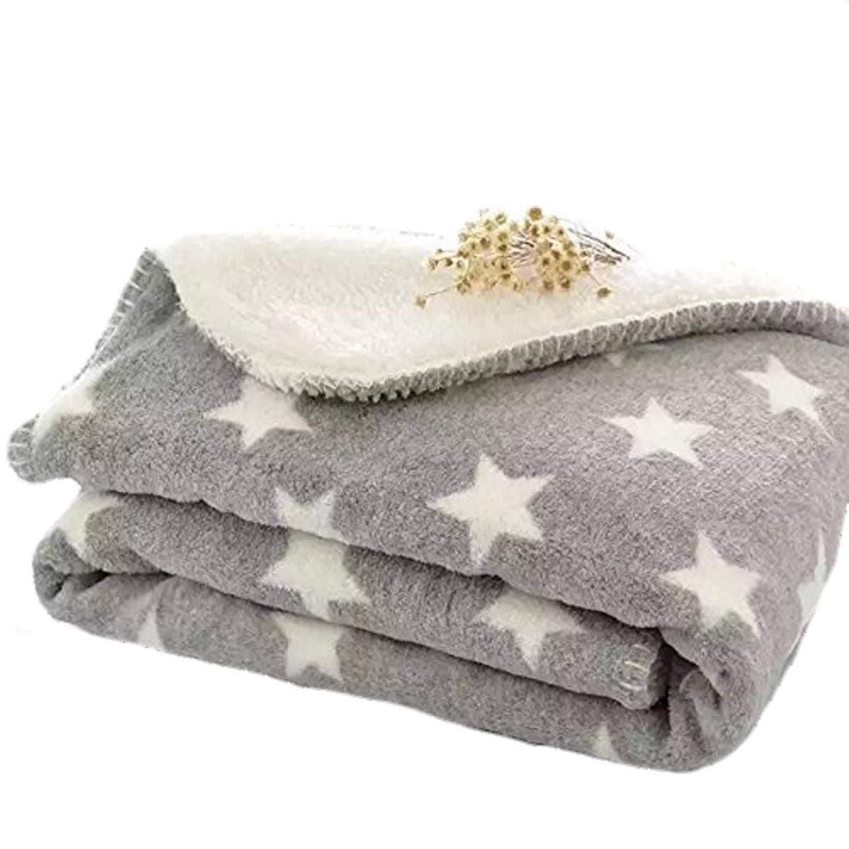 BRANDONN Wool Newborn Wrapper Cum Baby Blanket (Grey Star)