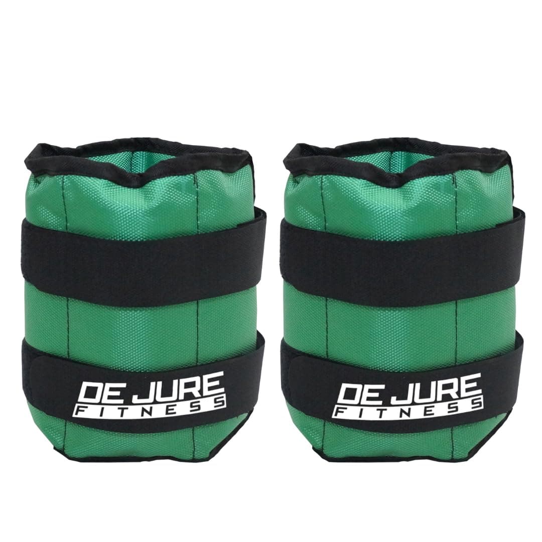 DE JURE FITNESS Ankle & Wrist Weight Set, Adjustable Strap, 1.5KG Pair (1.5Kg x 2 = 3kg) (E) (Green)