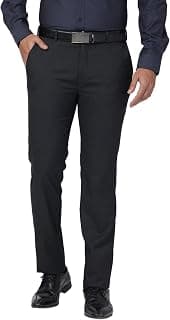 Raymond Men Slim Fit Checks Pattern Poly Viscose Blend Pleatless Formal Trouser