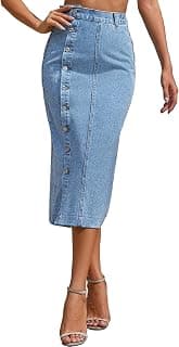 Shasmi Girl's & Women's Front Button-Up Slit Longline Single Breasted Long Casual Denim Skirt Suitable for Daily WearSkirt 233