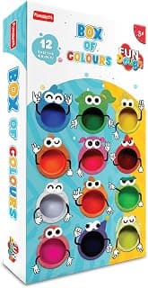 Fundough Funskool Box of Colours, Play Dough, Art and Craft Set for Kid, 12 Colorful Tubs of 50g Each (600g Total), Learning, Fun & Engaging, Multicolour, Gift Set for Kids, Age 3+ Years