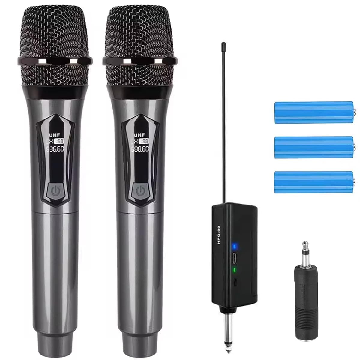 DEVICE OF URBAN INFOTECH UHF Wireless Microphone, Dual Wireless Mic, Handheld Dynamic Mic with Rechargeable Receiver Wireless Karaoke mic for Singing Jagran, Speech, Wedding, Party (160 ft+ Range)