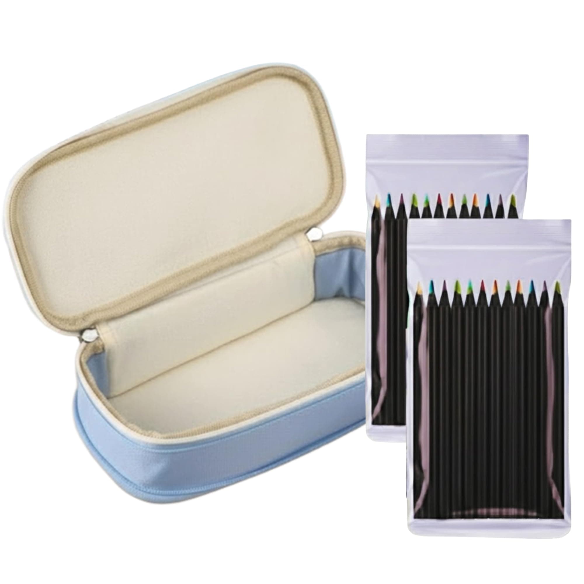 Corslet 25 Pc Art Set : 24 Magic Multi-Color Core Pencils Black Wood 12 Rainbow Pencils (Pack of 2) with Canvas Case for Kids, Adults, & Artists – Premium Sketching, Drawing & Coloring Supplies