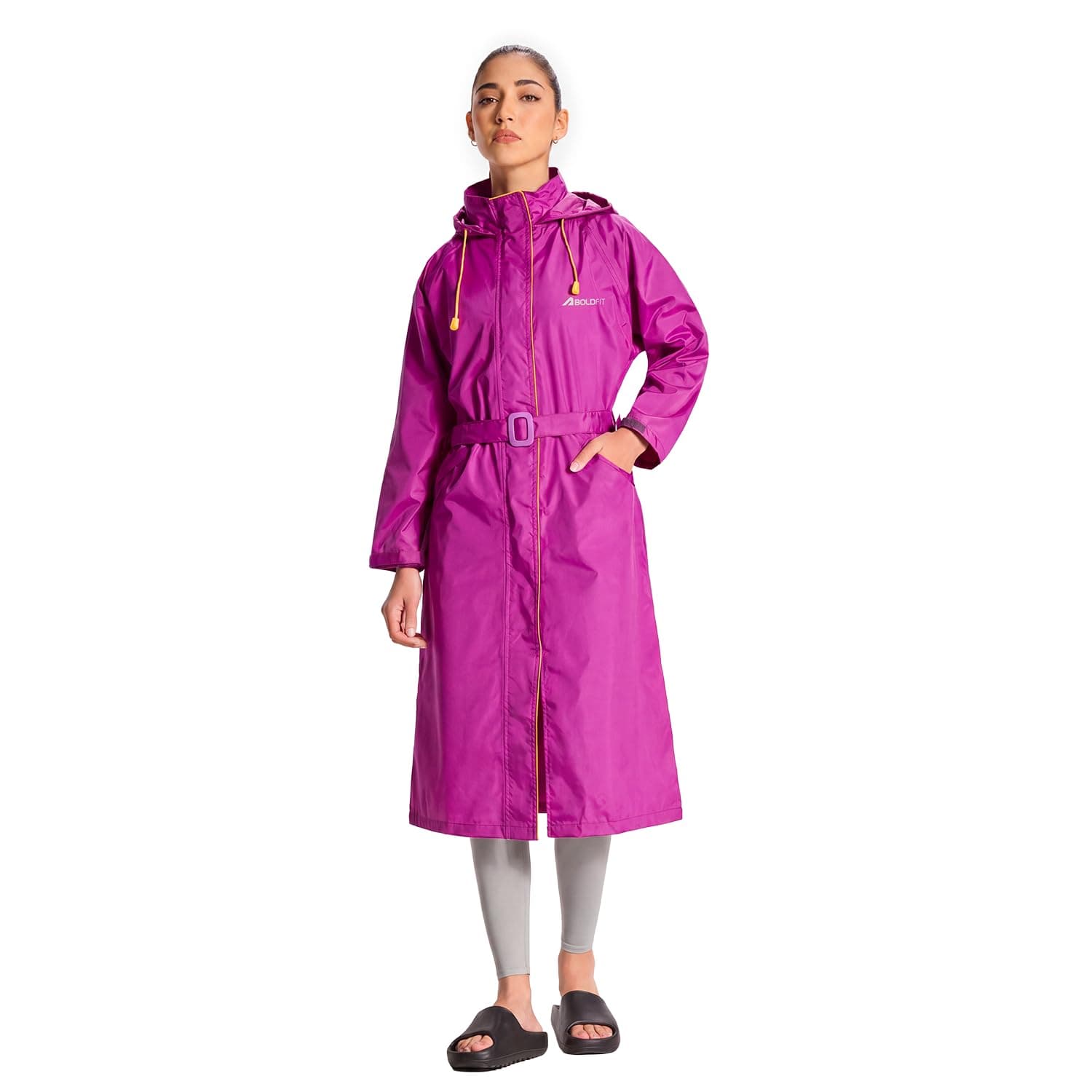 Boldfit Rain Coat for Women Waterproof Unisex Full Length Raincoat, Top Easy Adjustable, Waterproof Outdoor Rainwear for Girls- Lavender, XS-S