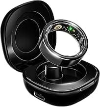 Boat SmartRing Active w/Stylish Stainless-Steel & Lightweight, Health Monitor, Magnetic Charging Case, 5ATM,Crest App & Coins, 20+ Sports Modes(Midnight Black 12)