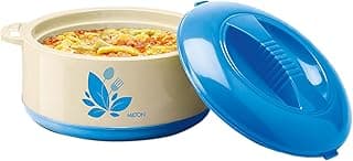 Milton Orchid 1000 Inner Stainless Steel Serving Casserole with Lid, PU Insulated Kitchen Hot Pot, Keeps Food hot & Fresh for Roti, Biryani, 790 ml, Blue