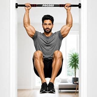 PRO365 Permanent Drill Free Pull Up Bar | No Screws Required | Tightening Key Included | Chin-Up Bar with Non-Slip Foam Grips Premium Suction Cups | Heavy Duty Steel Body | Fits Doorways 60–100 cm | 110 KG | 1 Year Warranty