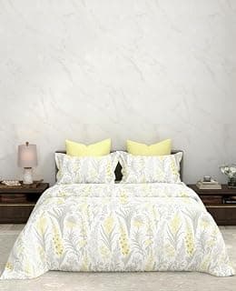 Bombay Dyeing King Size Bedsheet Cotton – Super Soft and 164 TC Premium Fabric, 2 Pillow Covers Included (274 x 274 cm) - FK12