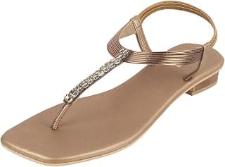Mochi Women Synthetic Flat Beaded Fashion Sandal