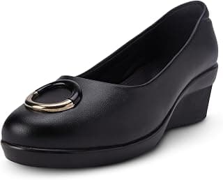 Metro Women Synthetic Leather Block Heel Formal Pump Shoes