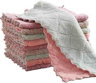 QURIPE 10 Pack Kitchen Cloth Dish Towels, Microfiber Cleaning Cloth Double-Sided Dish Drying Towel Reusable for House Furniture Table Kitchen Dish Window Glasses 9.85X9.85in, grey