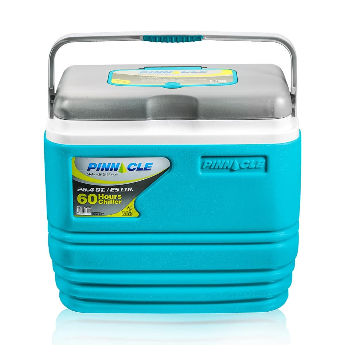 Pinnacle Primero Chiller Ice Box 25 Ltr| Fits 45 cans | Holds Ice Upto 60hrs |Portable Insulated Cooler IceBox with Drink Holder & Dry Storage| Perfect for Car Travel, Medical, Picnic, Sports (Hydra).