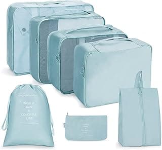 Niwlix Niwlix Travel Organizer Pouch 7Pcs Packing Cubes for Travel Travel Essentials Pouch Packing Bags for Clothes, Travel Organizer for Women, Packing Cubes (Blue)