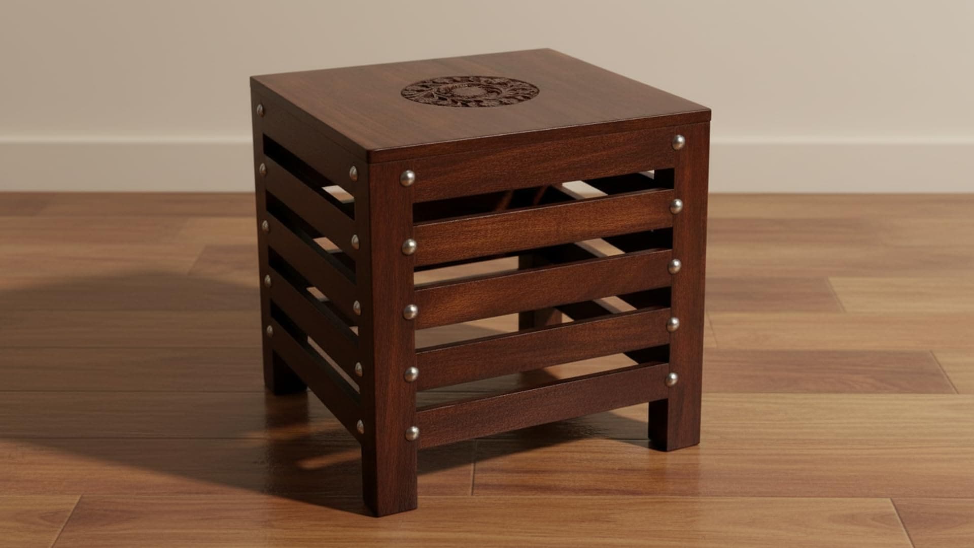 Giftoshopee Wooden Beautiful Handmade Stool for Sitting Living Room, Office, Pooja, Balcony Decor, Home Furniture Small Table Stool - Brown, 25Cm, 25Cm