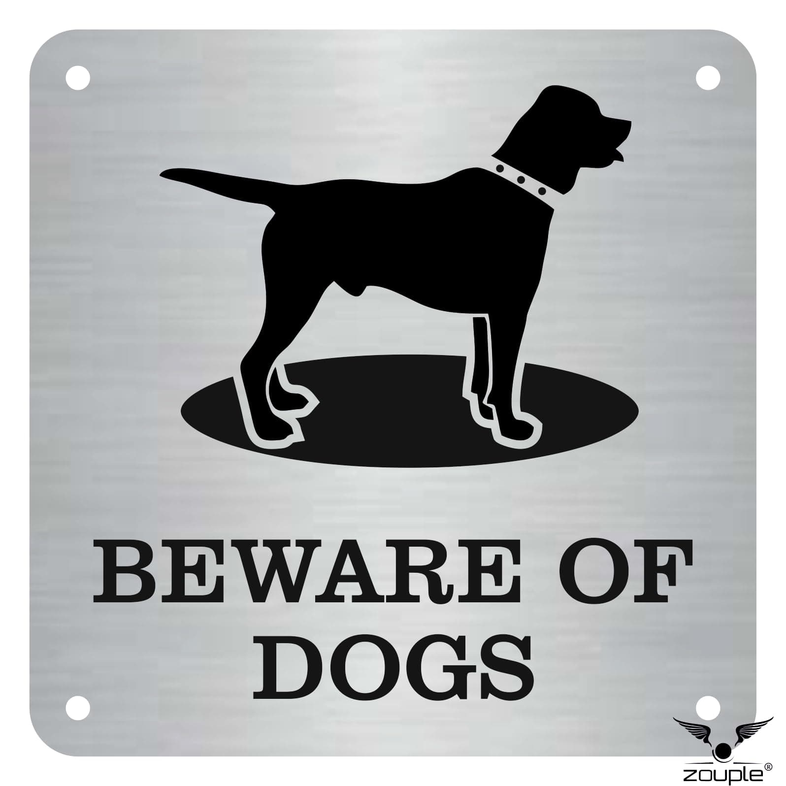 Zouple Beware of Dog Sign, Labrador, 6x6 Inch, Durable Steel, Dual Mount