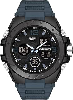 Carlington Endurance Series Analog-Digital Sports Watches for Men and Boys with Alarm, Stopwatch, Backlit Display, Dualtime, Silicone Rubber Strap, Water & Shock Resiatant - CT_9105