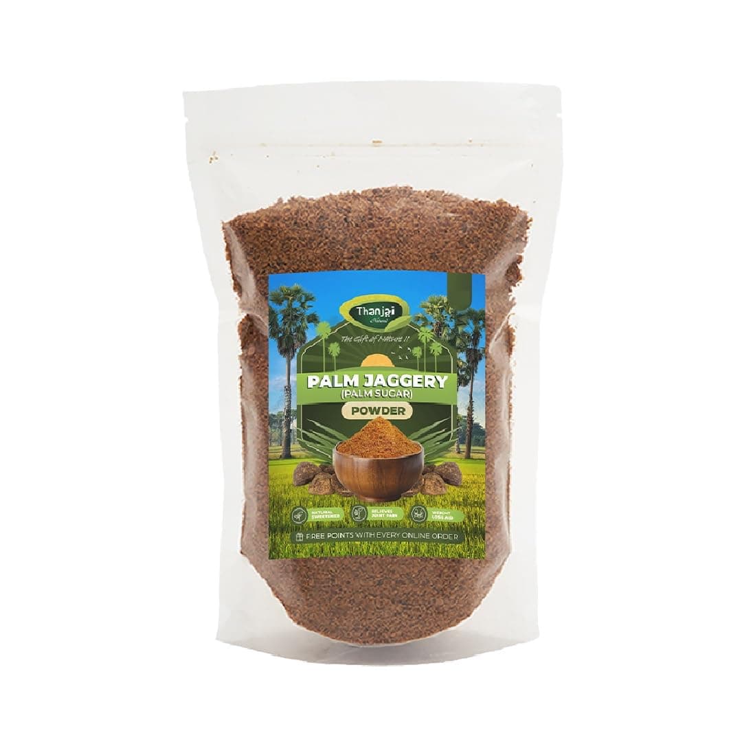 Thanjai Natural Palm Sugar|Palm Jaggery Powder 100% Pure Natural and Unrefined Traditional Method Made (500g Pouch)