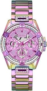 GUESS Queen Collection Multi-Function Womens Analog Purple Dial Coloured Quartz Watch, Round Dial with 40 mm Case Width - GW0464L4