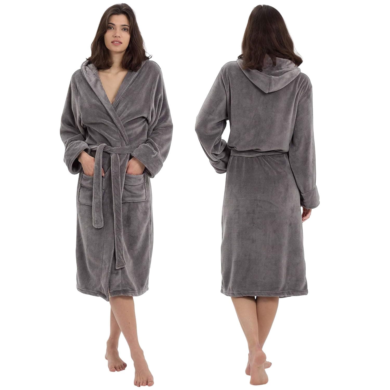 MAXOSHINE Bathrobe for Women Super Soft Plush Fleece Spa Shower Bath Gown for Women-Knee Length Lightweight Robes and Microfiber