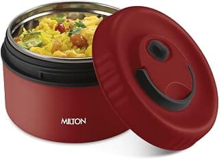 MILTON Snack Box Big I Inner Steel, PU Insulated 510 ml I Leak Proof with Air Vent I Lunch Box for Office Use, School I Maroon