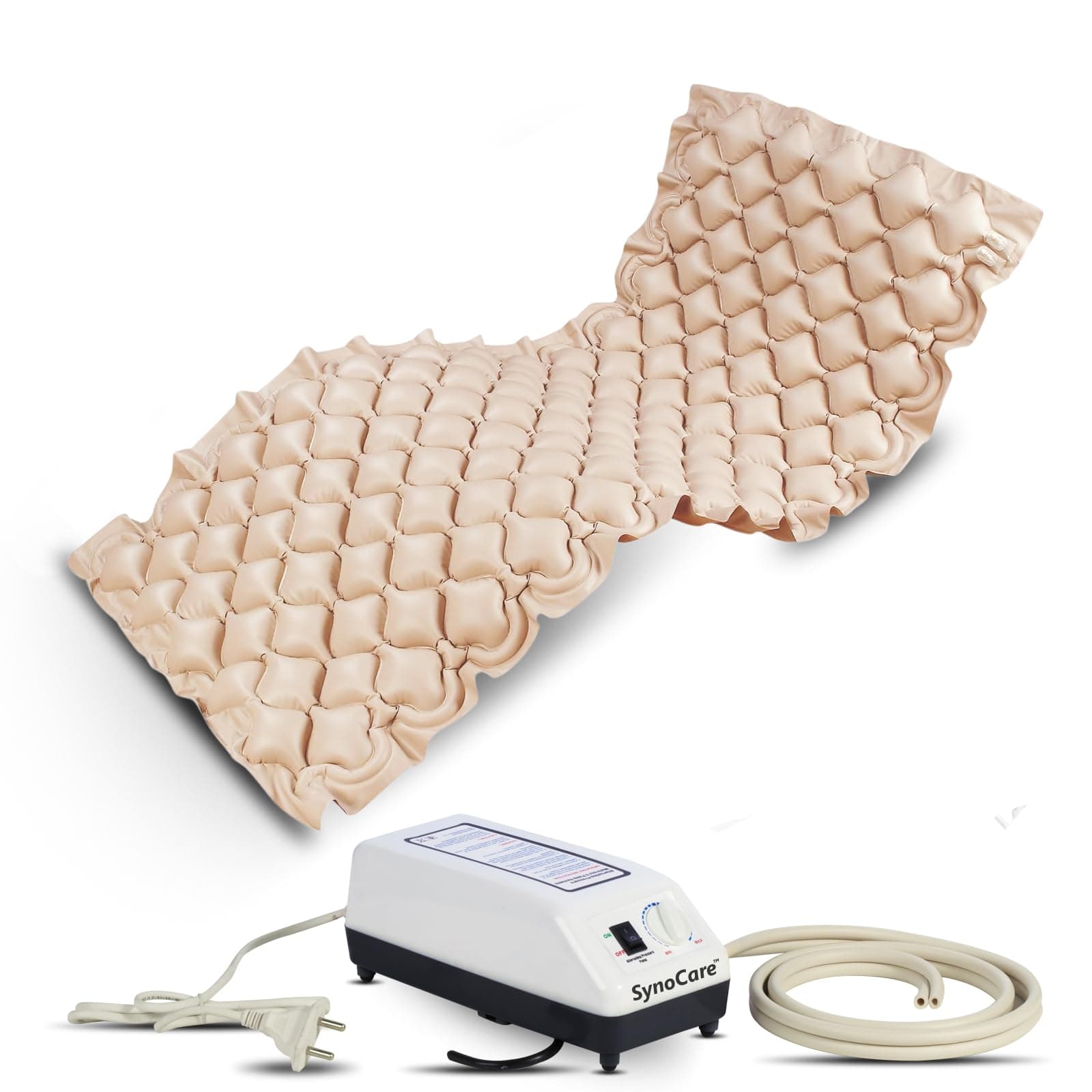 Synocare Anti Decubitus Bubble Air Mattress For Patients With Pump | Anti Bedsore Air Mattress, Polyvinyl Chloride Inflatable Air Bed For Patients | Helps in Prevention of Bed Sores,Brown
