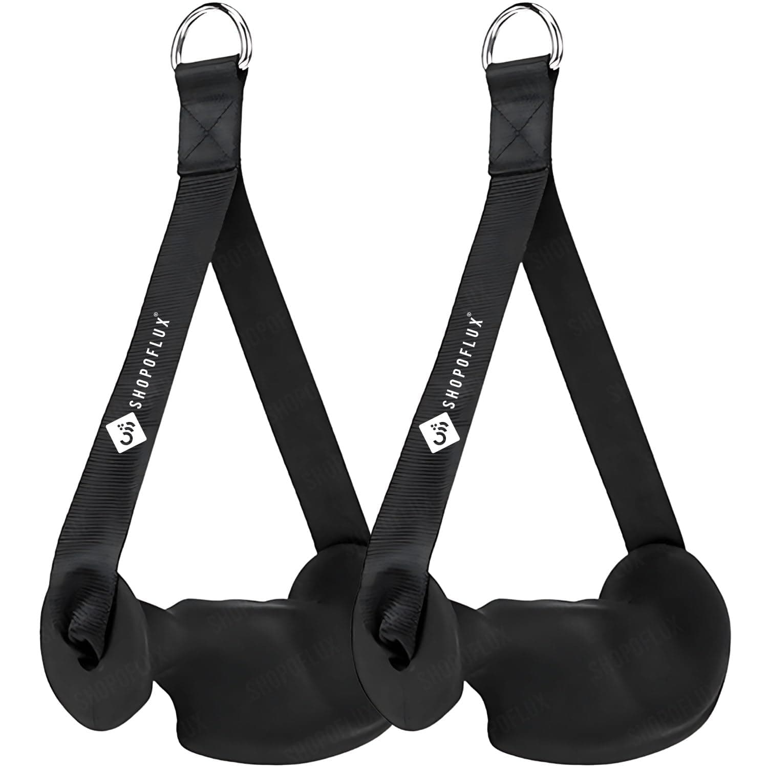 SHOPOFLUX- Ergonomic D Handle Grips – Cable Machine Attachment for T-Bar Row, Tricep, Pull Exercise – Strength Training Handles for Home & Commercial Gym (Set of 2) (Black TPE)