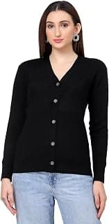 Kalt Women Full Sleeves V-Neck Design Acrylic Cardigan Sweater