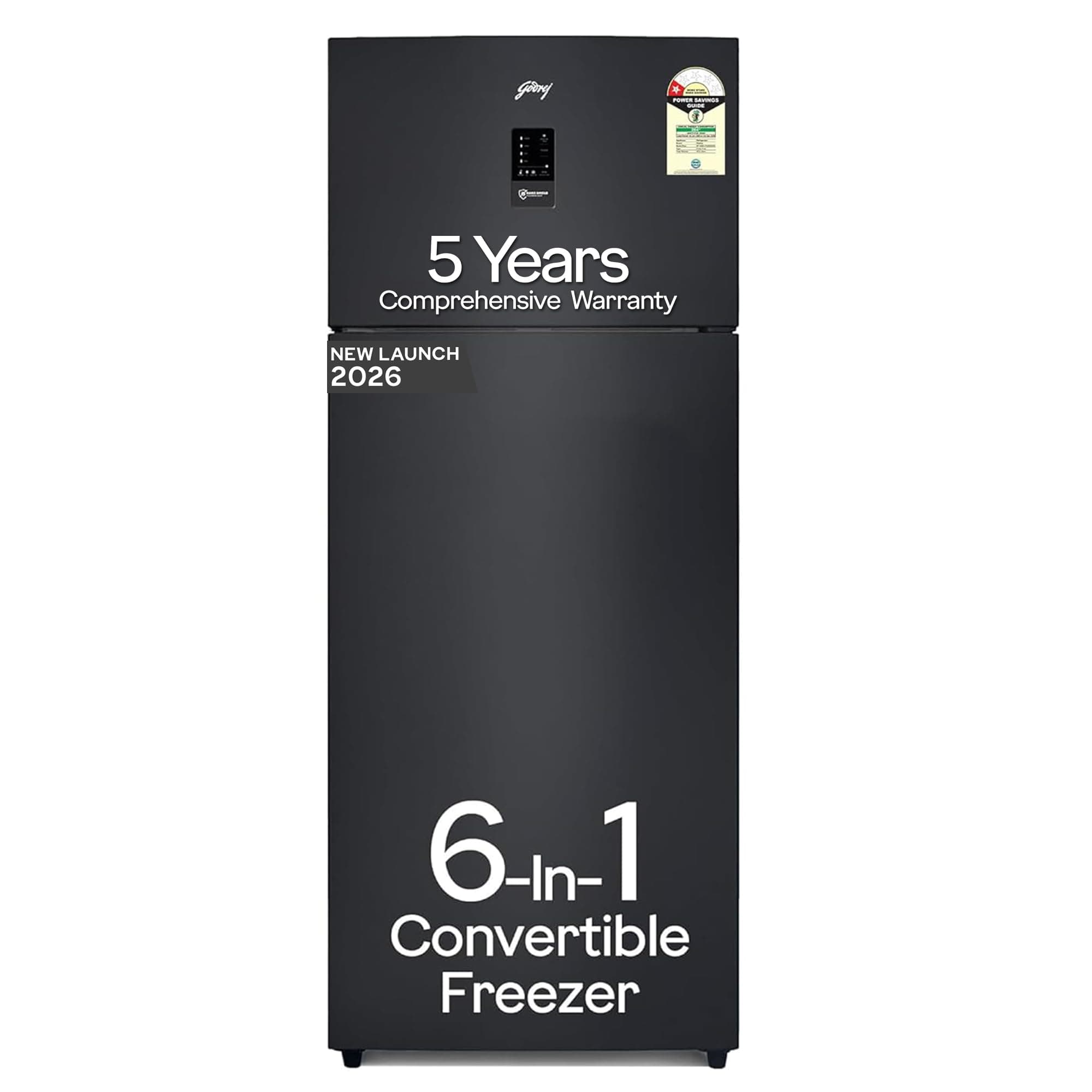 Godrej 472L 1 Star| New Launch| 5 Years Comprehensive Warranty| 6-in-1 Freezer Convertible| 95%+ Food Surface Disinfection Inverter Frost Free Refrigerator (RF EON 474AN RCI MT BK, Matte Black)
