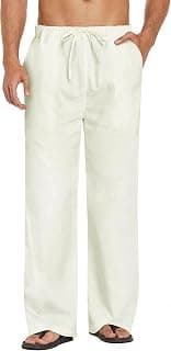 CB-COLEBROOK Mens Casual Linen | Elastic Waist | Drawstring Summer Beach Yoga Linen Trouser | Loose Fit Pyjama Pants for Man