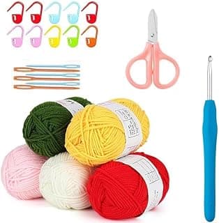 Wolly Wonders Crochet Kits for Beginners with Crochet Thread, Learn to Crochet Set Supplies DIY Tools,Crocheting Kit for Adults Kids