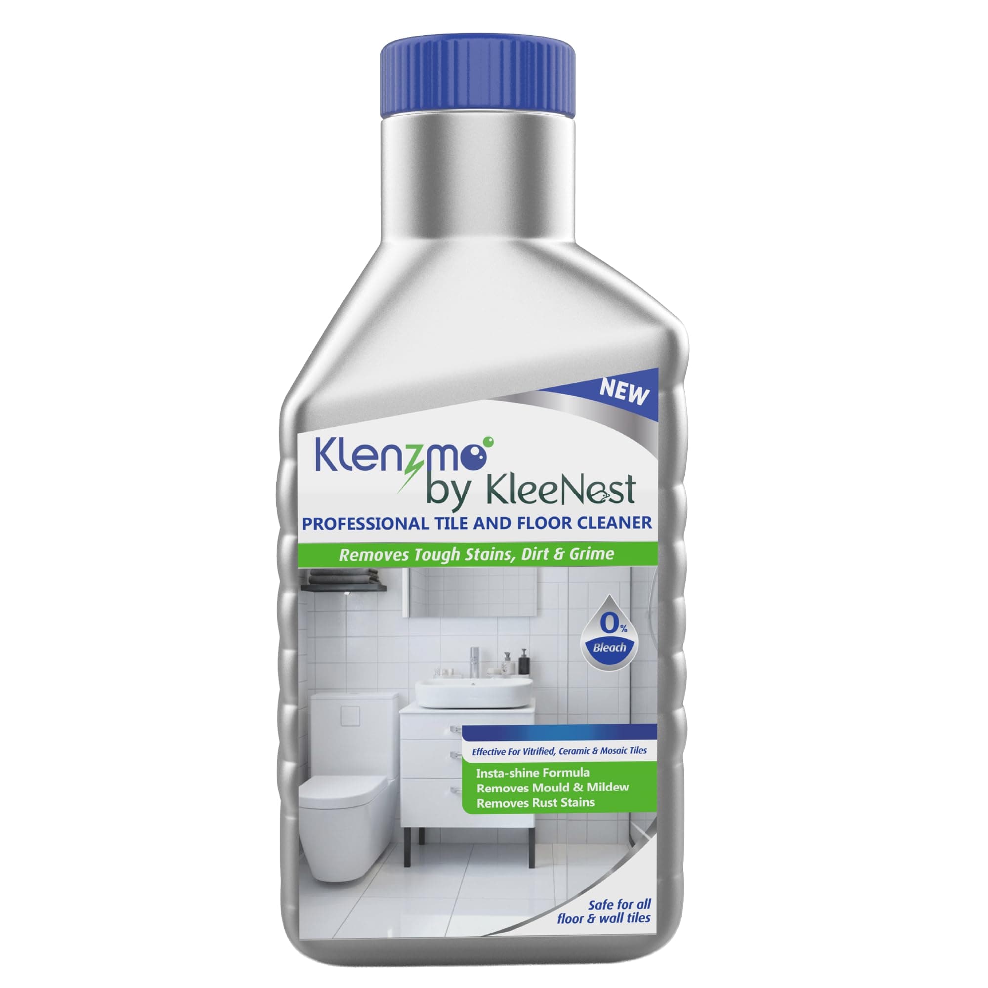 Klenzmo by Kleenest Professional Tile & Floor Cleaner – 2 in 1 Formula | Removes Rust, Paint & Water Stains Effective on Mould & Mildew | Insta-Shine Safe for Vitrified, Ceramic & Mosaic Tiles | 850ml