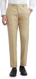 Park Avenue Men's Polyester Blend Structure Pattern Smart Fit Flat Front Formal Trouser