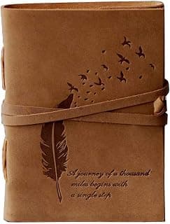 CAVALO - Be Unique Leather Diary Embossed With Leaf of Tree & a Quote Antique Handmade Leather Bound Diary cum Notepad for Men and Women Plain Paper of 5×7 Inch Size 240 Pages Perfect for Travel Diary