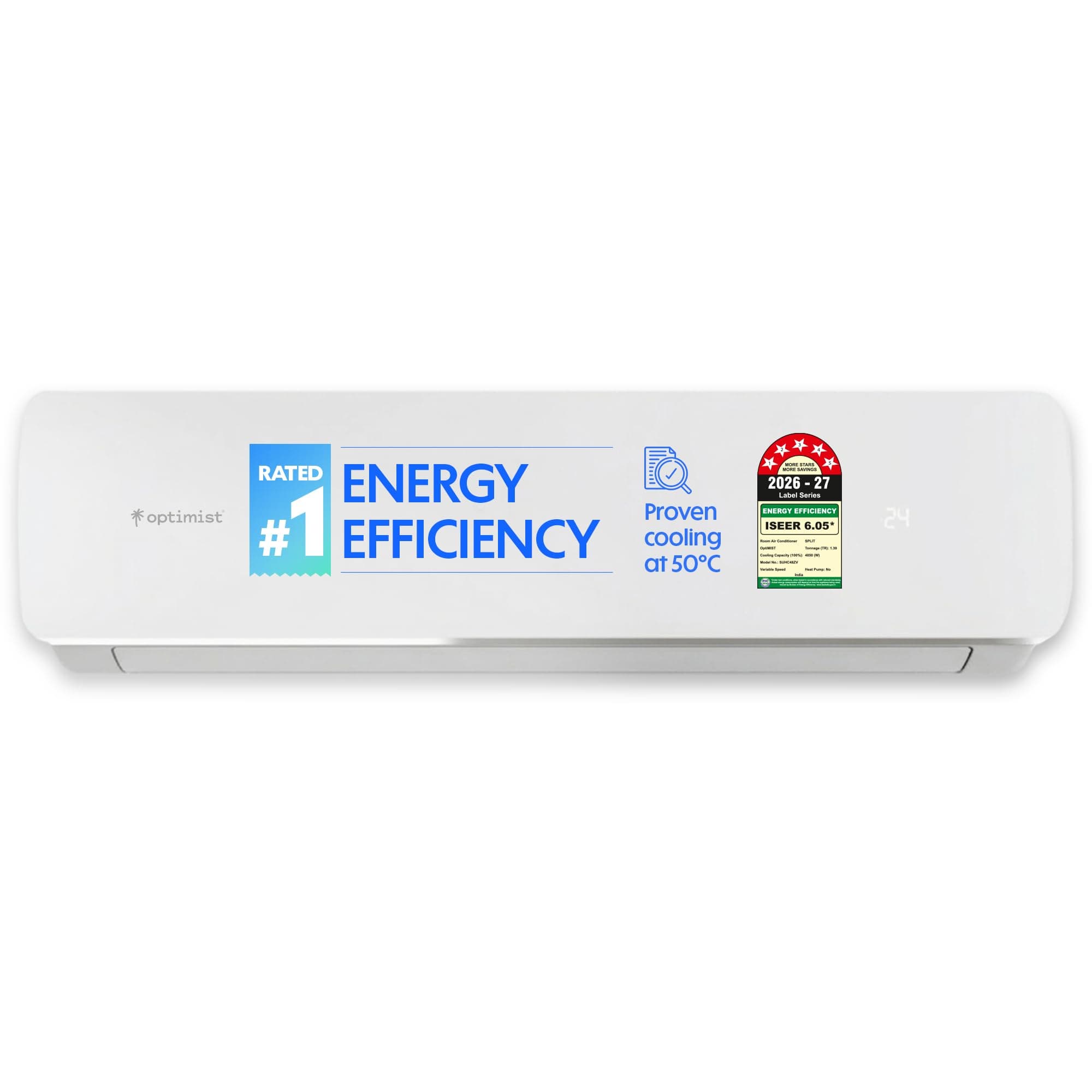 Optimist 1.4 Ton New 5 Star Rated (ISEER 6.05), Wi-Fi Inverter Split AC | Proven Cooling at 50°C | Turbo+ Fastest Cooling | Smart App with Gas Level Indicator