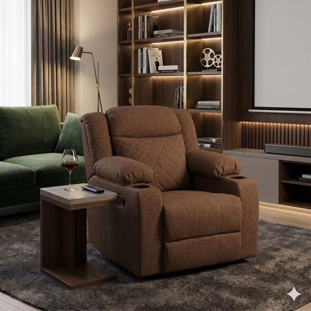 Amazon Brand - Solimo Cosmo | Single Seater Sofa Recliner | Manual Recliner (Leatherette_Brown) | 1 Year Warranty