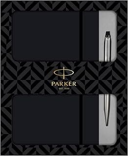Parker Vector Stainless Steel Chrome Trim Ball Pen and Notebook, Blue Ink, Fine Point - Ideal Gift Set for Professionals and Personal Use