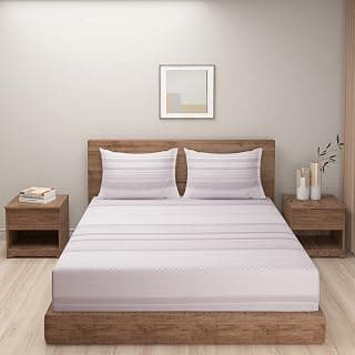 Swayam Blended Cotton King Bedsheet with 2 Pillow Covers | 200 TC Soft Breathable Bed Sheet | Geometric Printed | Size 108 x 108 inch | Comfortable & Durable for Bedroom - Light Brown
