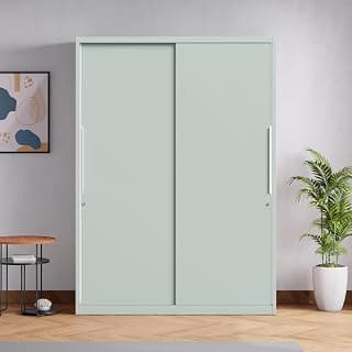 Interio by Godrej Slide N Store Pro 2-Door Steel Wardrobe | Matte Sky Gray, 1-Year Warranty, 2 Drawers