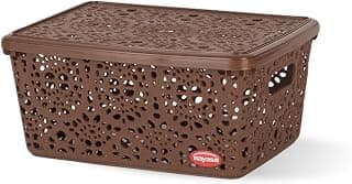 Nayasa Flower Storage Plastic Basket Medium (29 cm X 21 cm X 14 cm, Dark Brown) (SSB050)