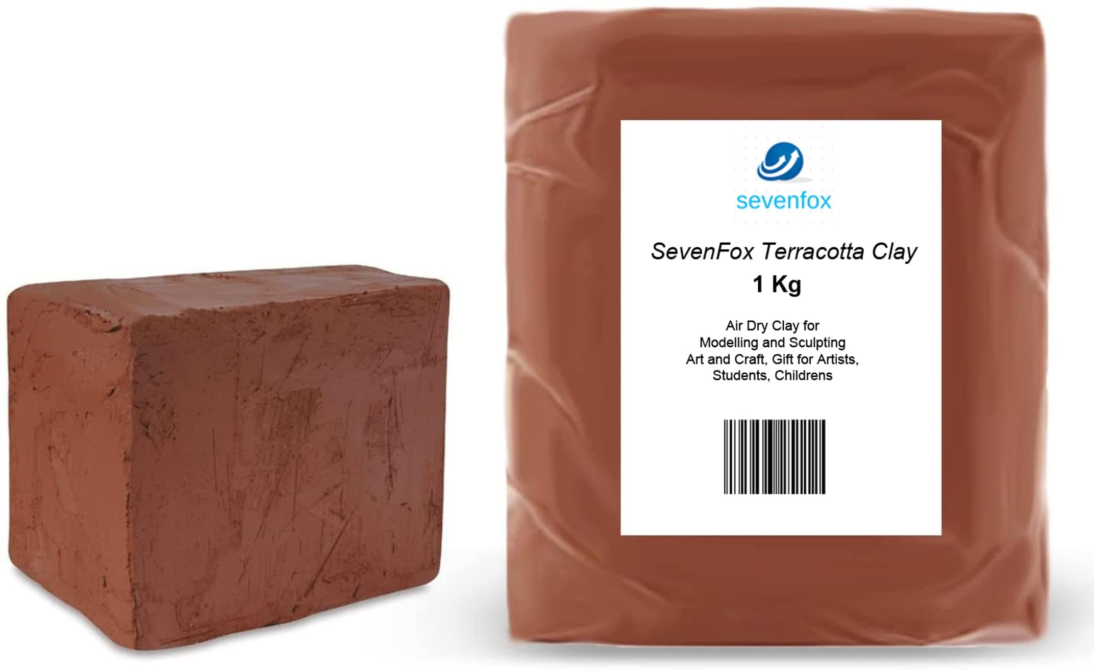 SevenFox Natural Terracotta Red Clay for Modelling & Sculpting | Air Dry Craft Clay for Artists, Students & Professionals | Eco-Friendly, Reusable & Non-Toxic (1 KG)