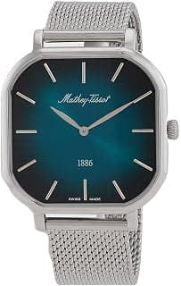 Mathey-Tissot Stainless Steel Swiss Made Classic Analogue Green Dial Silver Band Watch For Men - H7917Av