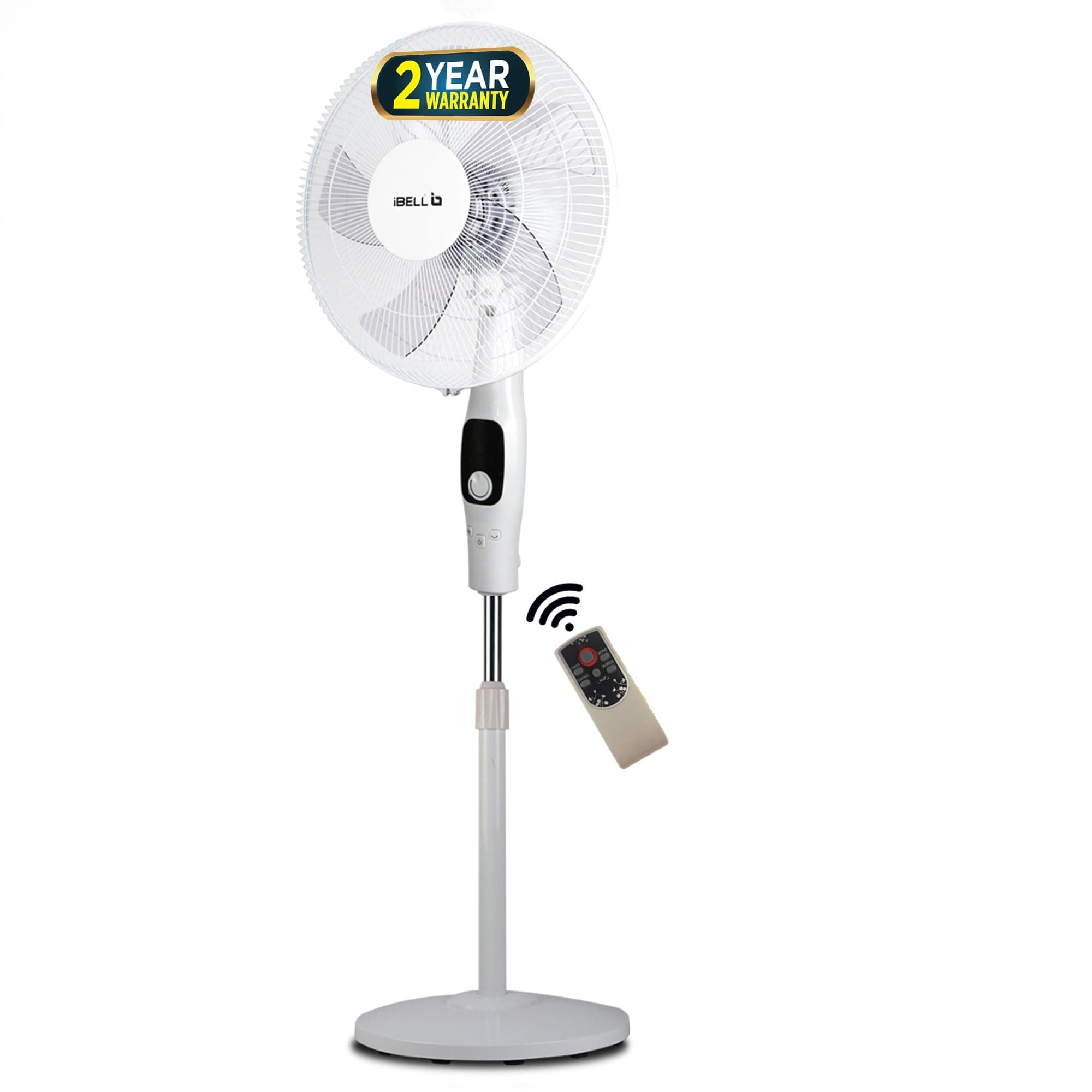 IBELL CLASSY P16 SB WHITE Pedestal Fan 5 Leaf with Remote and High Air Flow, 55W, LED Display, High Speed, Copper Motor, 400 millimeters