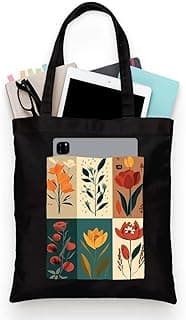 ZORI Black Tote Bag With Pocket Printed Designed Canvas Tote Bags For Women large capacity,Tote bag For Shopping, College, Travel, More Canvas Handbag For Unisex Bag
