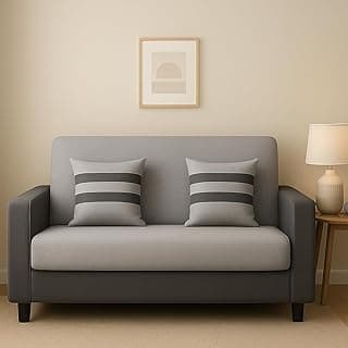 2 Seater Fabric Sofa | Sofa for Living Room & Home | Furniture for Office & Hotels | Fabric Color:- Grey & Black
