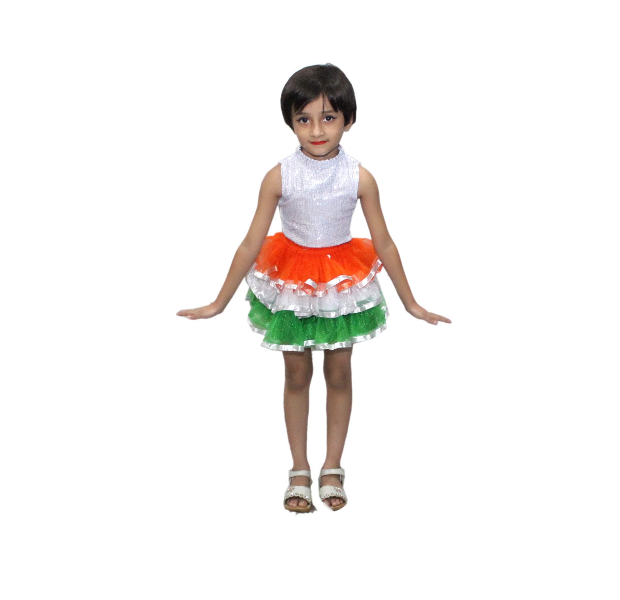Kaku Fancy Dresses Tu Tu Skirt For Girls, Independence Day/Republic Day Costume For Kids (ONLY SKIRT) - 5-6 Years