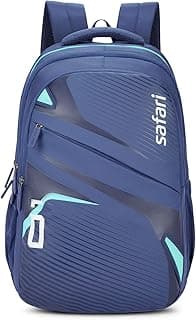 Safari Aura 37L Printed Laptop Backpack with Armor Base, Raincover, Antitheft Pocket, 3 Compartment, Bottle Holder, Front Pocket, Premium Pu Fabric, School & College Bag, Office Bag