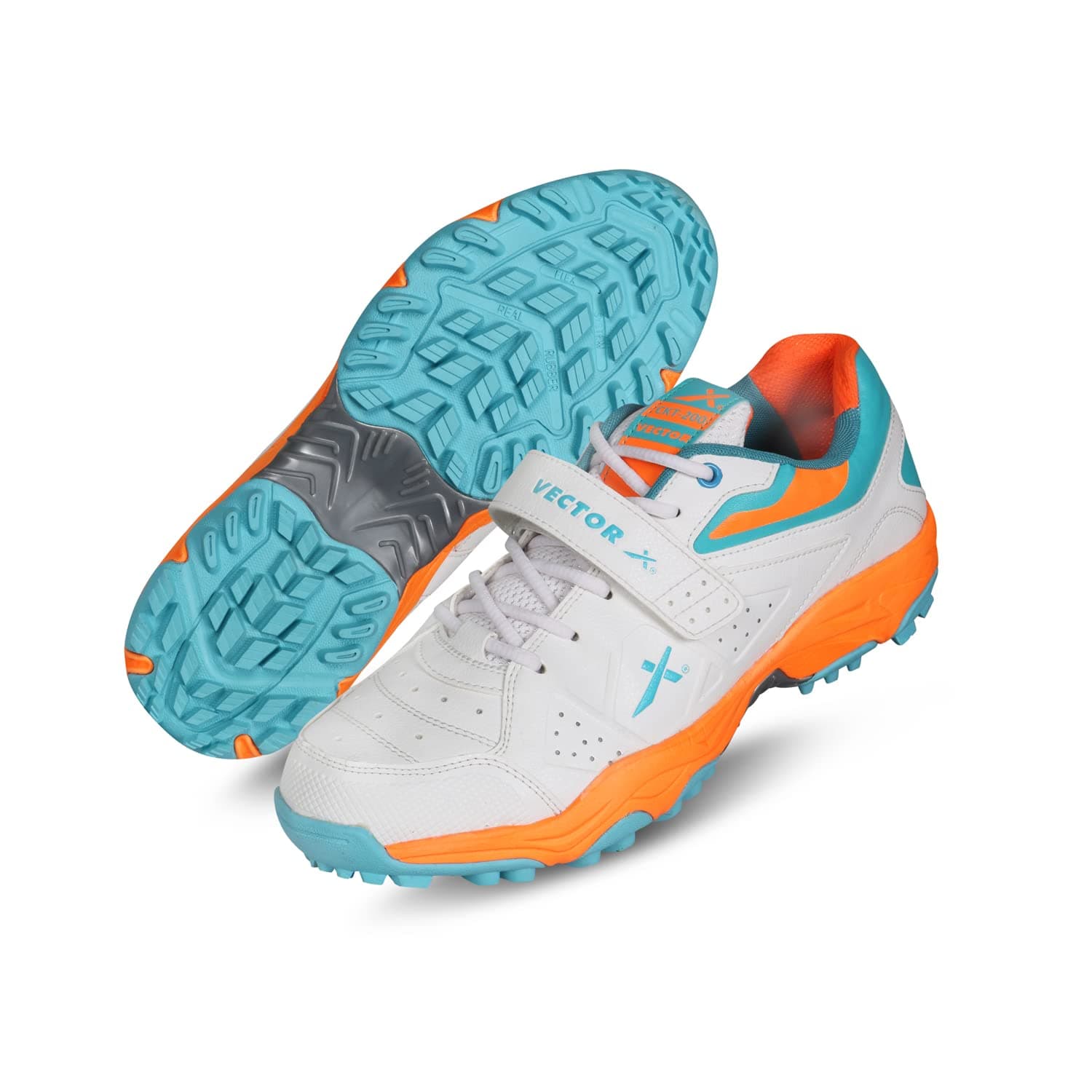 Vector X CKT- 200 PU Upper/TPU Sole Cricket Shoes for Men – Rubber Cleats for Turf & Grass, Secure-Fit Strap, Water-Resistant Footwear for Outdoor Field Sports Shoe, Durable & Comfortable Performance