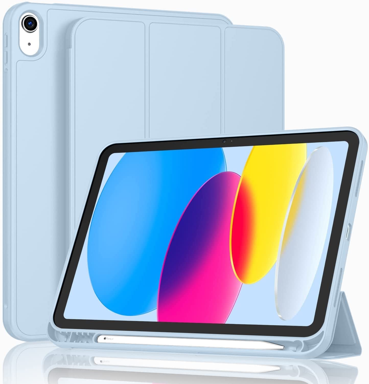 MOCA Smart Case for iPad (A16) 11th/10th Generation (2025/2022) [Auto Sleep/Wake Cover] [Pencil Holder] [Soft Flexible Case] Rugged Series for Apple iPad 10th/11th Gen - Aqua