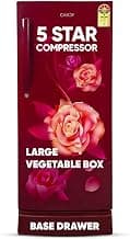 CANDY 190 L 5 Star Direct Cool Single Door Refrigerator Flower Design with Base stand Drawer (Red Rose, CSD2005DRF)