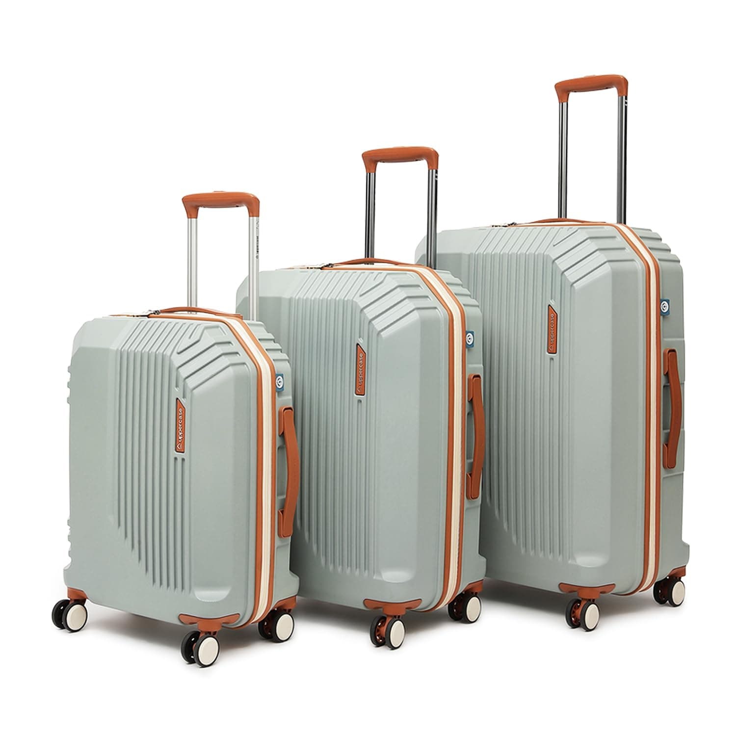 uppercase Vector Set of 3 (S+M+L),Check-in Sustainable Trolley Bag,Hardsided Anti-Scratch 8 Spinner Wheel Luggage,TSA Lock & Anti-Theft Zippers,Suitcase for Unisex,2000 Days Warranty (Green)